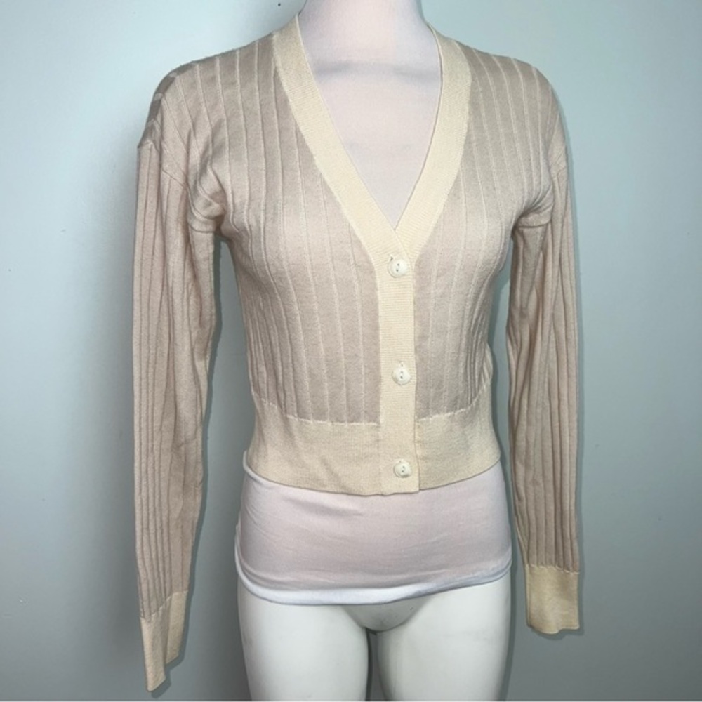 rag & bone New York Beige Wool Ribbed Cardigan Button Front Size XS